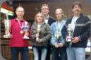 (v.l.n.r.) 1.Platz Helmut Capellmann und Susanne Btz  1.Vorsitzender Toni Barth  3.Platz Frank Schumacher  2.Platz Michael Dietschi